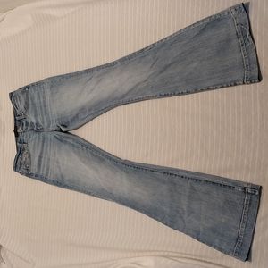 Buckle Black Women Flare Leg Jeans